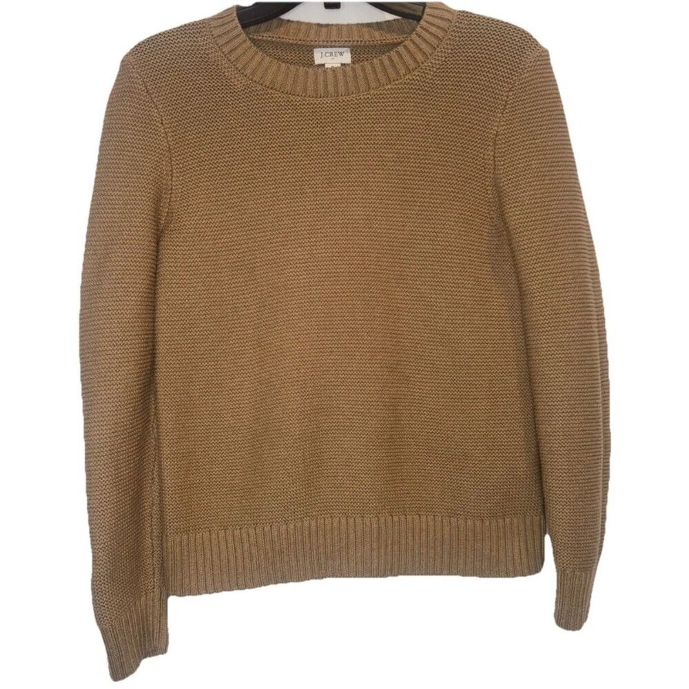 J Crew Women’s Tan Brown Pullover Crew Neck Wool Blend Sweater Top Sz‎ S Preppy